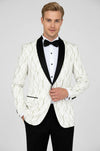 Silver Patterned White Men Prom Blazer - Wessi
