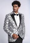 Patterned Slim Fit Grey Men Prom Blazer - Wessi