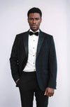 Sequin Dot Patterned Black Men Prom Blazer - Wessi