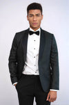 Pentagon Patterned Shawl Lapel Black Men Prom Blazer - Wessi