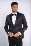 Dot Patterned Slim Fit Black Men Prom Blazer - Wessi