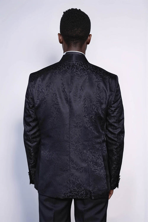 Shawl Lapel Floral Patterned Black Men Prom Blazer - Wessi