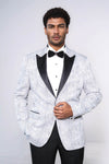 Glittery Patterned Light Blue Men Prom Blazer - Wessi