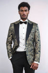 Paisley Peak Lapel Navy Blue Men Prom Blazer - Wessi