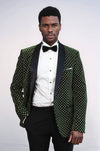 Dot Pattern Slim Fit Dark Green Men Prom Blazer - Wessi