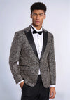 Flower Embroidered Pattern Black Men Prom Blazer - Wessi