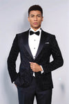 Leopard Pattern Slim Fit Black Men Prom Blazer - Wessi