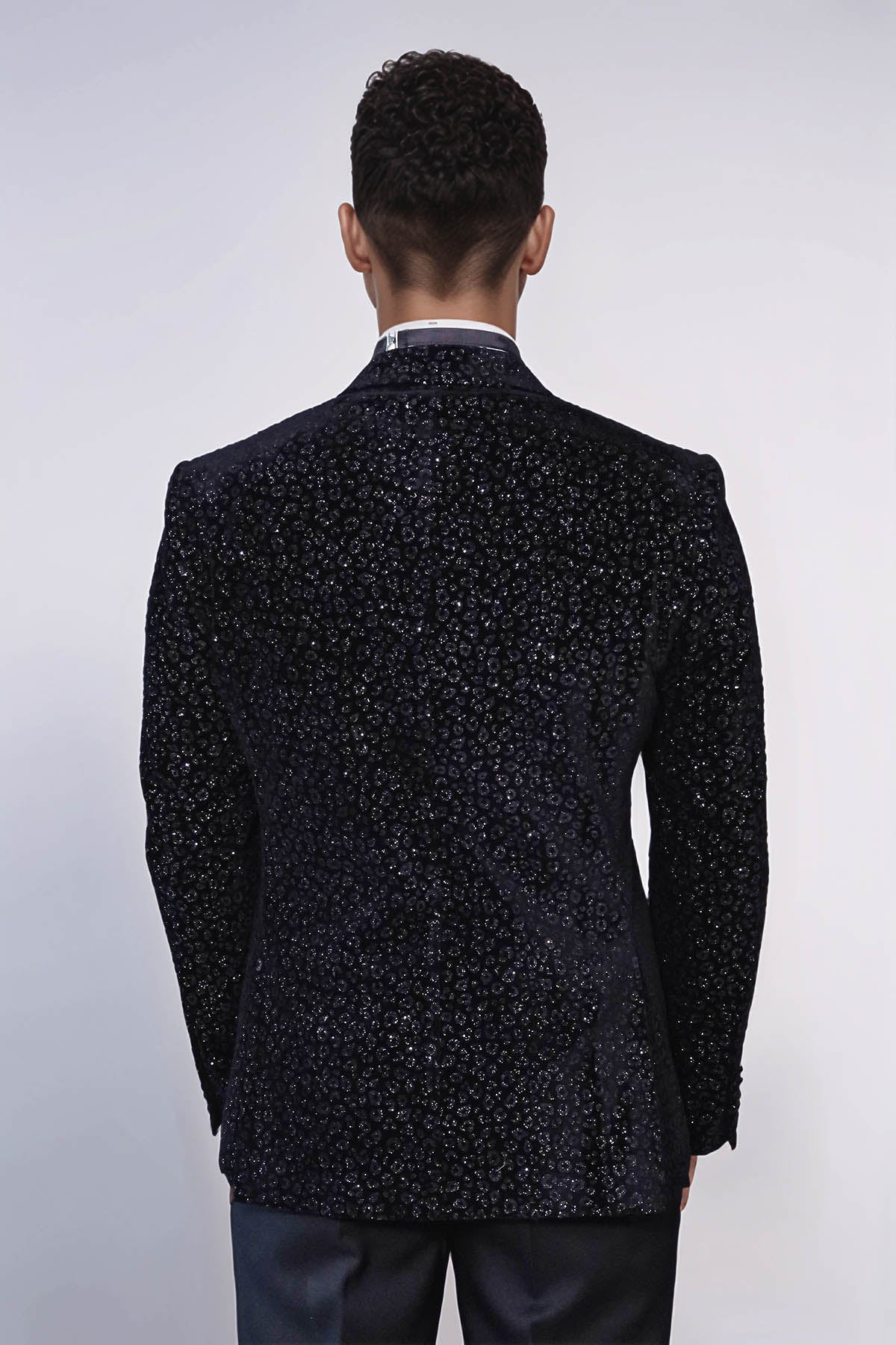 Leopard Pattern Slim Fit Black Men Prom Blazer - Wessi
