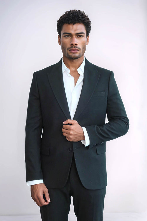 Plain Slim Fit Sport Black Men Blazer - Wessi