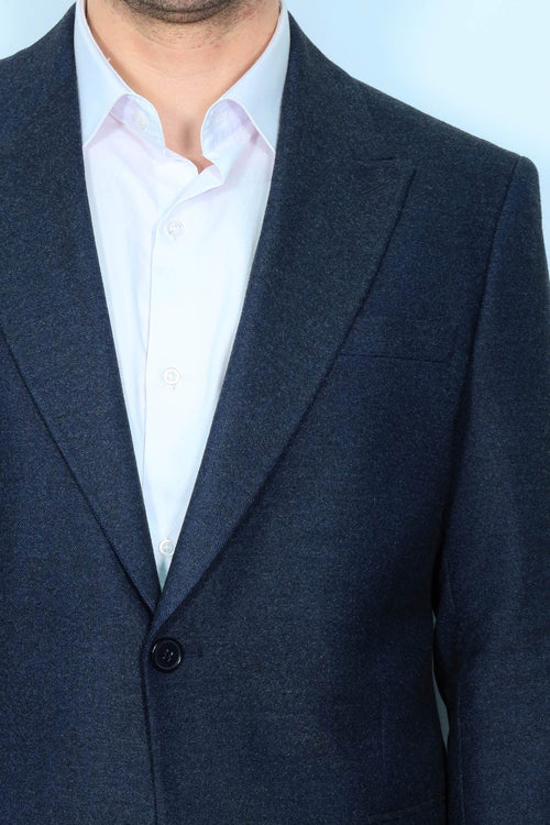 Plain Slim Fit Sport Navy Blue Men Blazer - Wessi