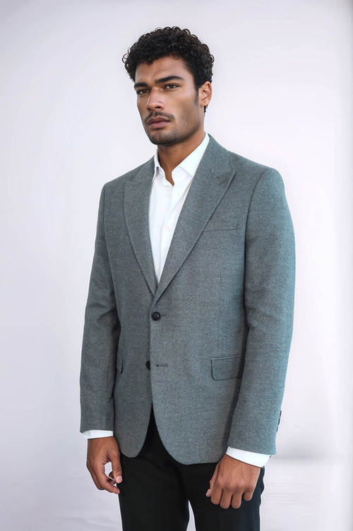 Plain Slim Fit Sport Grey Men Blazer - Wessi
