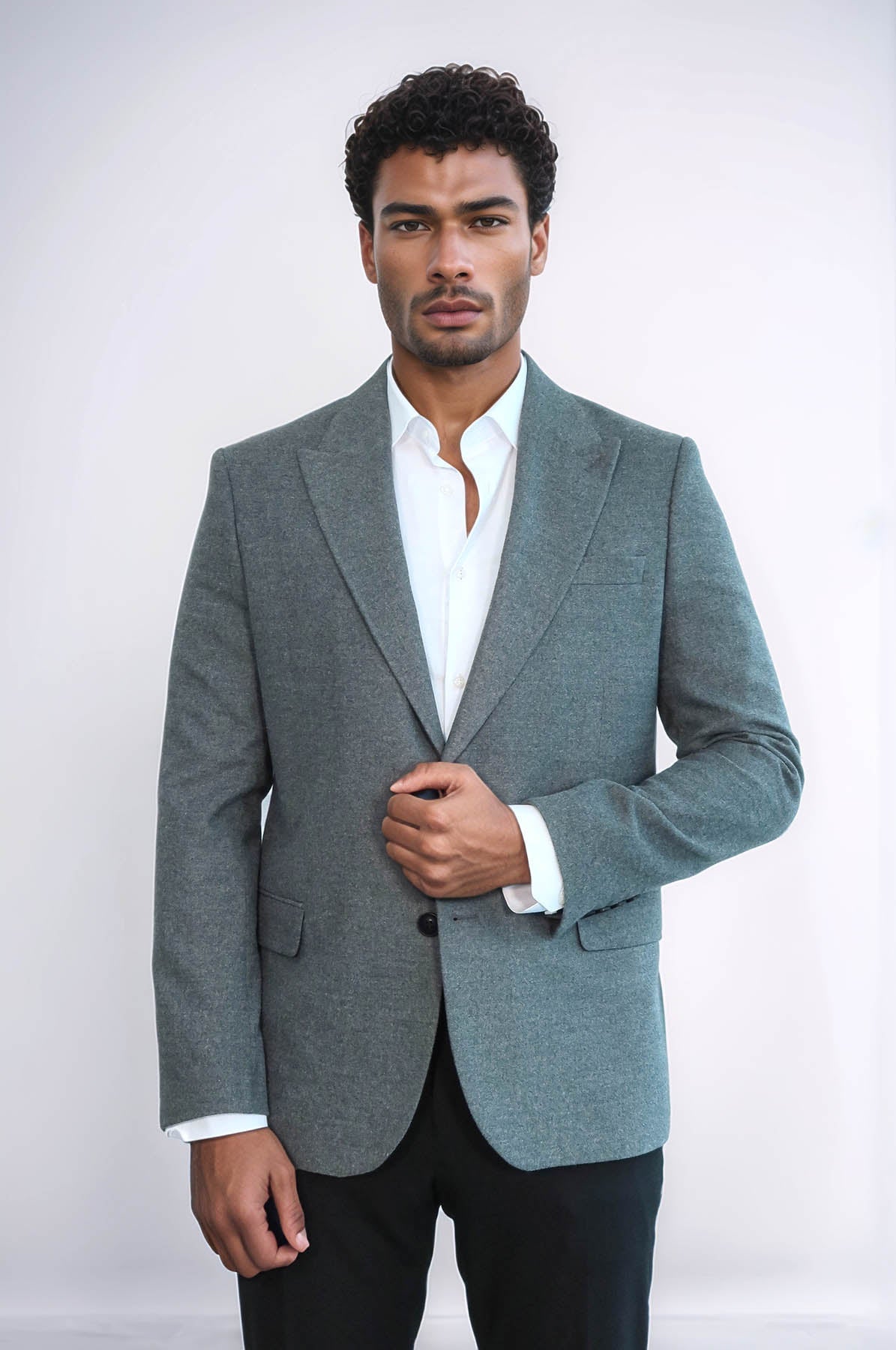 Plain Slim Fit Sport Grey Men Blazer - Wessi