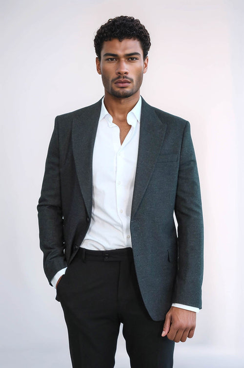 Plain Slim Fit Sport Anthracite Men Blazer - Wessi