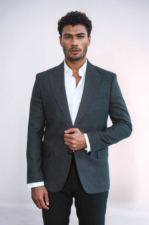 Plain Slim Fit Sport Anthracite Men Blazer - Wessi