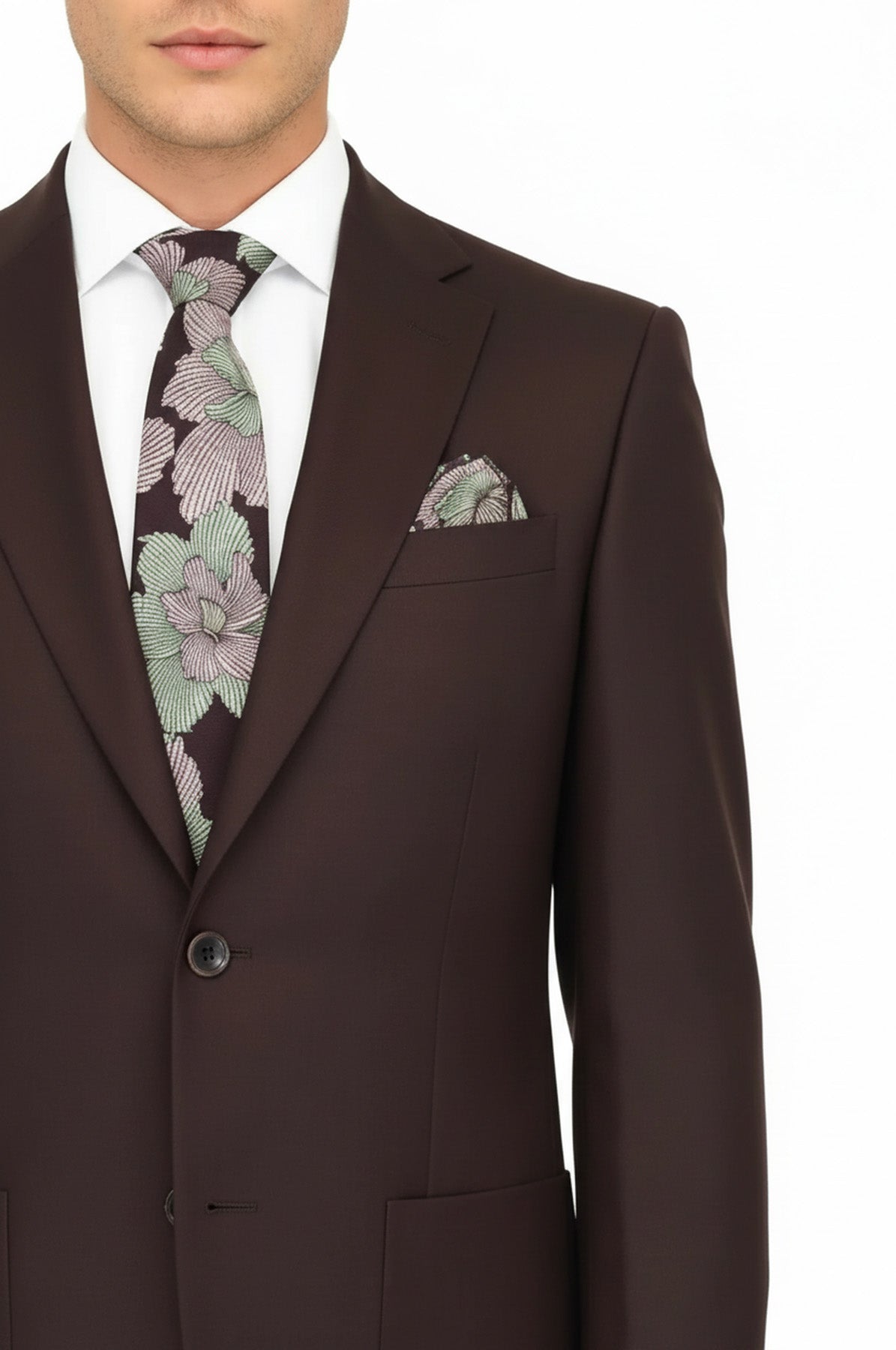 Slim Fit Plain Wide Lapel Burgundy Men Wool Blazer - Wessi