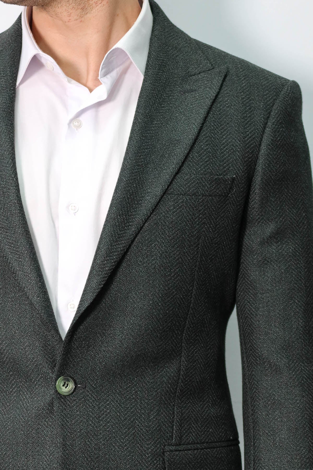 Slim Fit Patterned Dark Green Men Blazer - Wessi