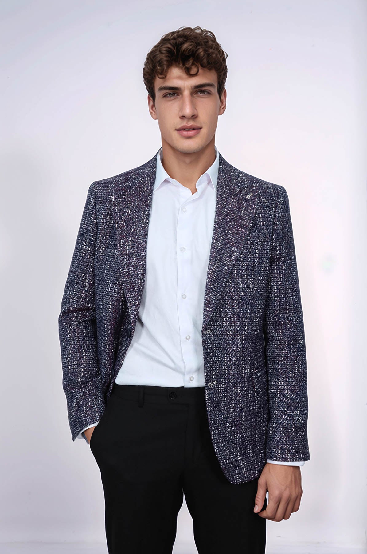 Slim Fit Patterned Sport Purple Men Blazer - Wessi