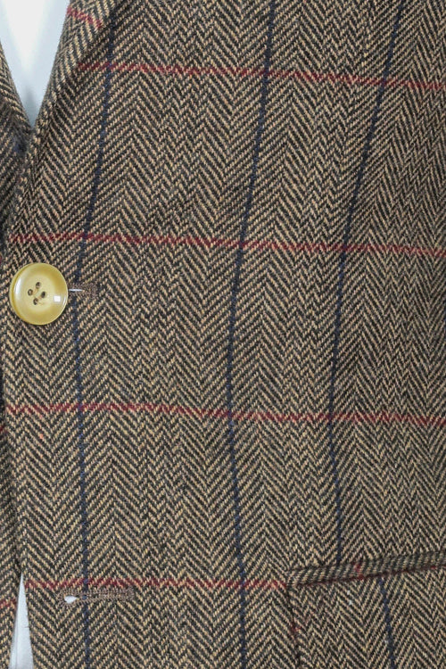 Checked Brown Slim-Fit Men's Blazer - Wessi