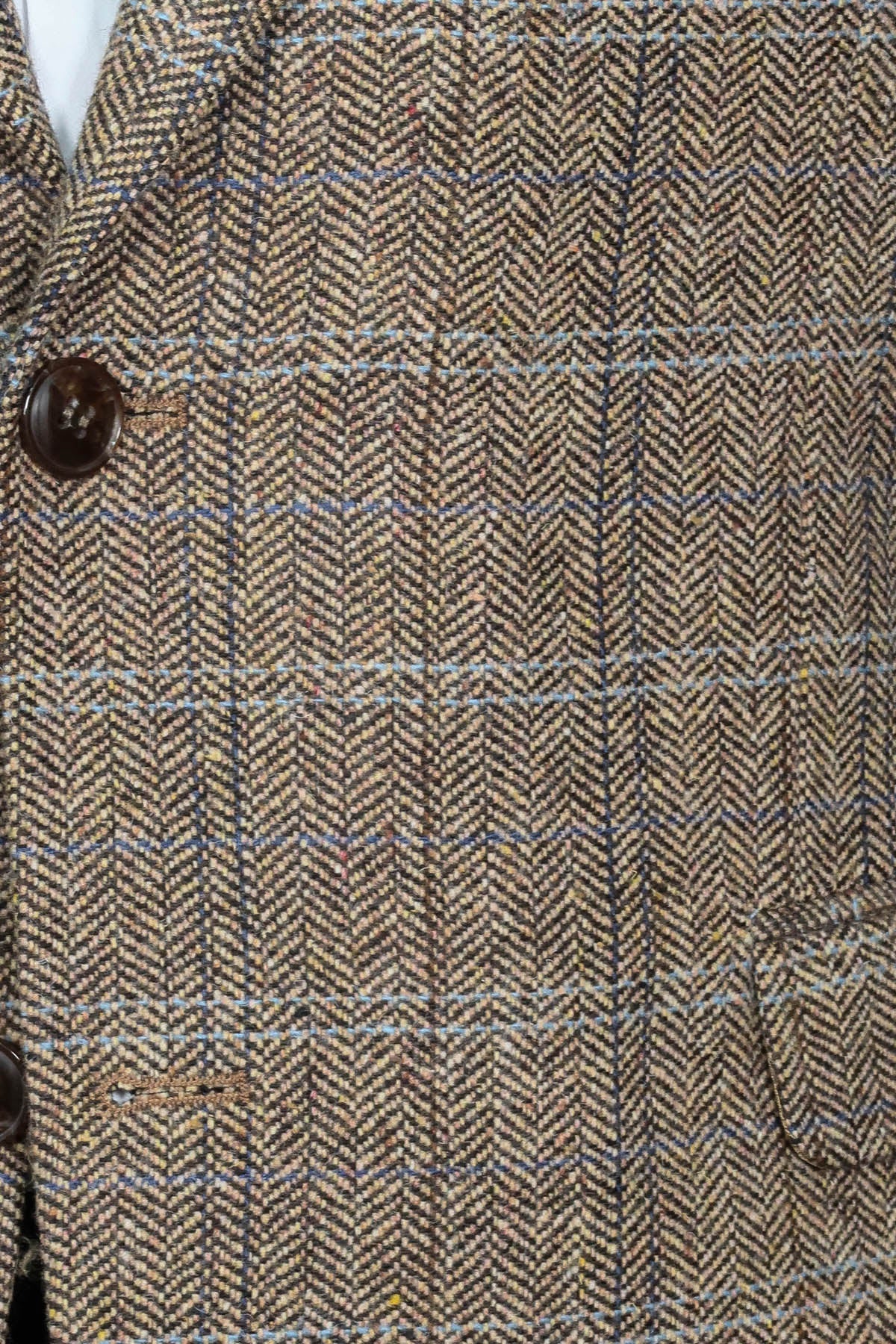 Herringbone Slim Fit Wool Brown Men Blazer - Wessi