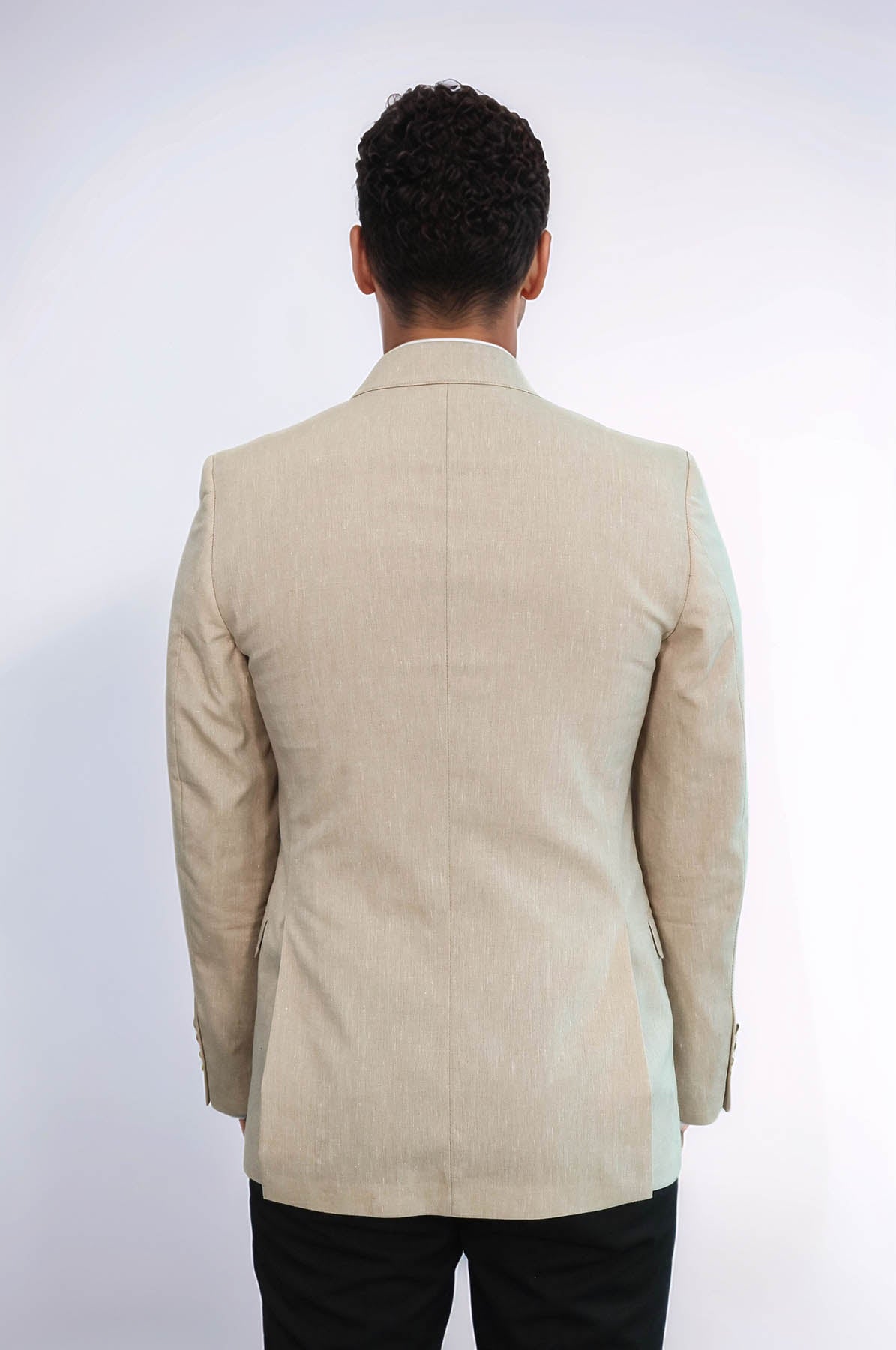 Slim-Fit Peak Lapel Beige Jacket - Wessi