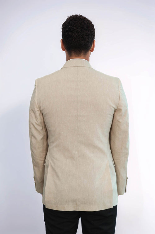 Slim-Fit Peak Lapel Beige Jacket - Wessi