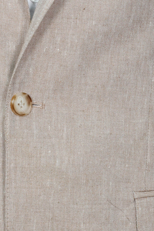 Slim-Fit Peak Lapel Light Brown Jacket - Wessi