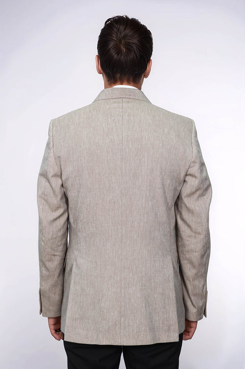 Slim-Fit Peak Lapel Light Brown Jacket - Wessi