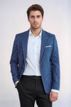 Striped Blue Slim-Fit Blazer - Wessi