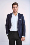 Striped Slim-Fit Burgundy Men Blazer - Wessi