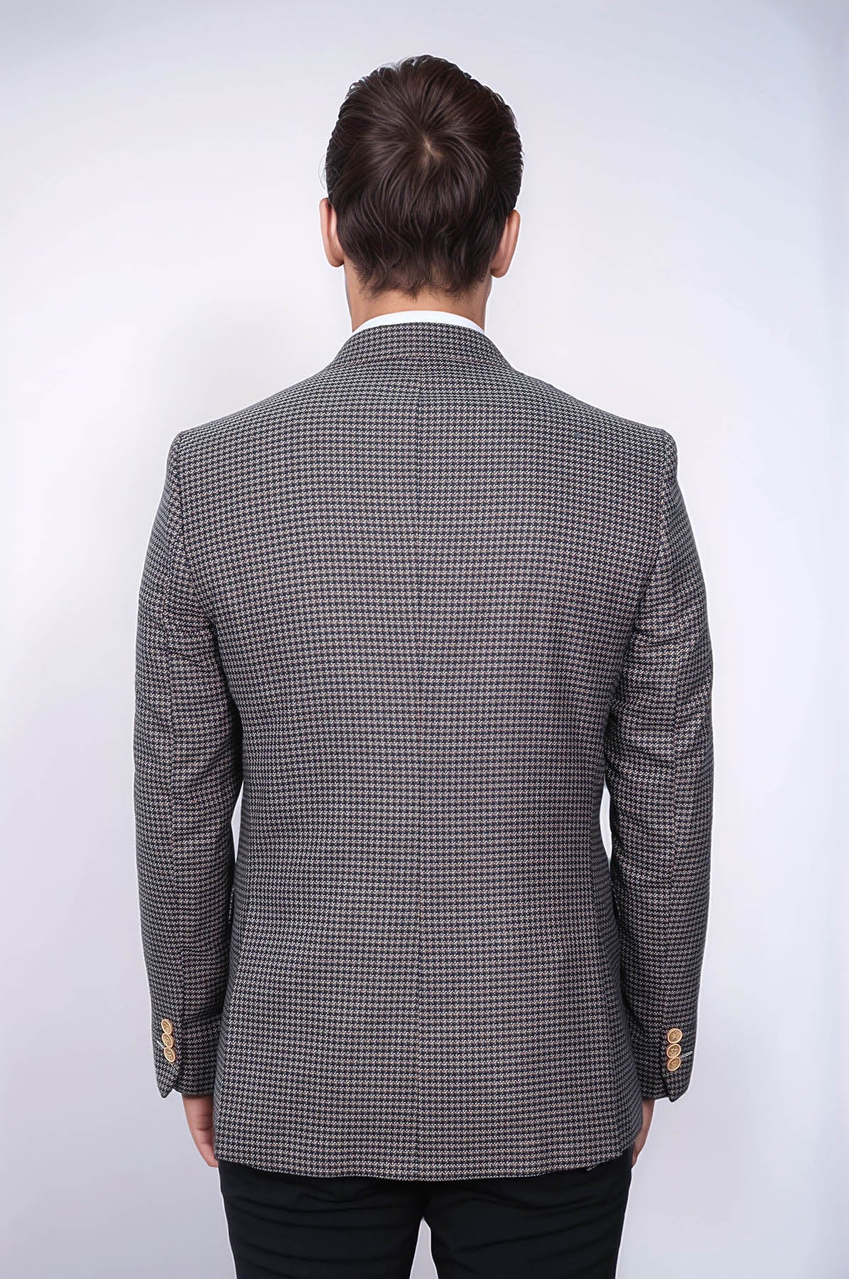 Patterned Navy Slim-Fit Blazer - Wessi