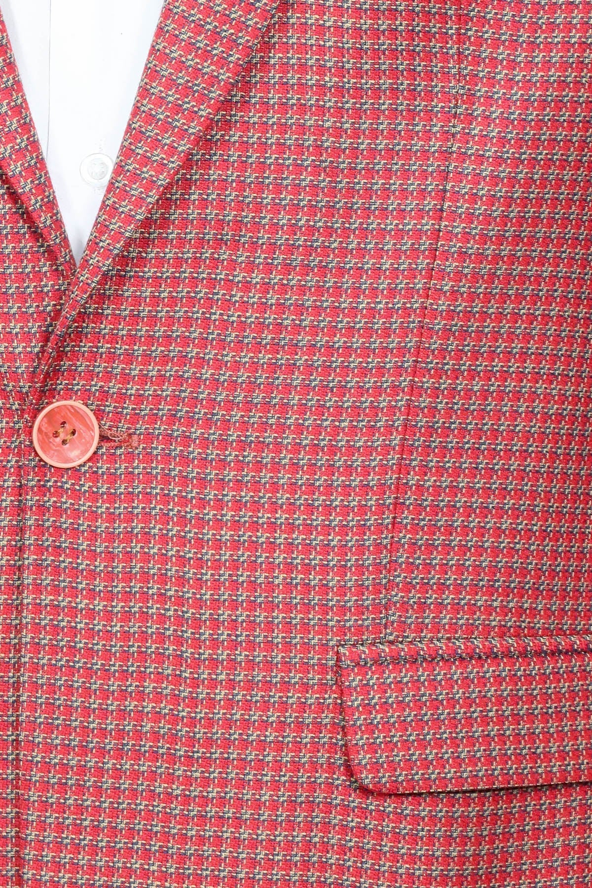 Patterned Claret Red Slim-Fit Blazer - Wessi