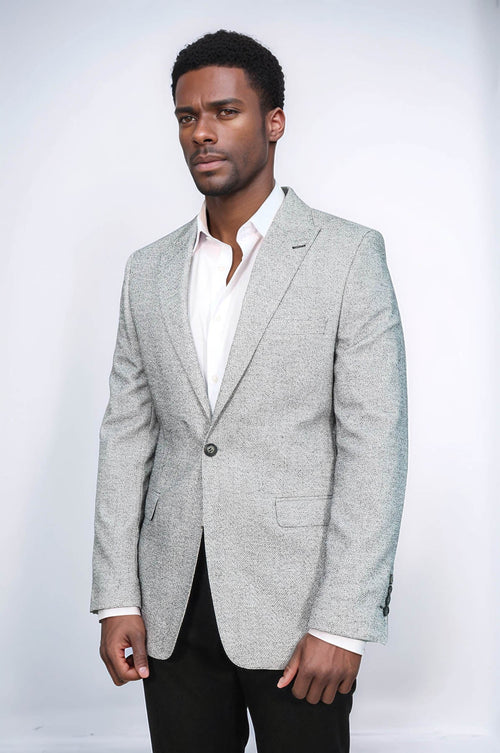 Patterned Slim Fit Grey Men Blazer - Wessi