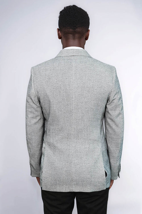 Patterned Slim Fit Grey Men Blazer - Wessi