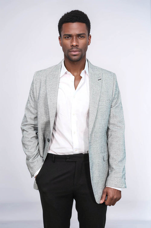 Patterned Slim Fit Grey Men Blazer - Wessi