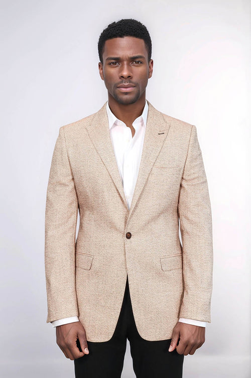 Patterned Slim-Fit Yellow Blazer - Wessi