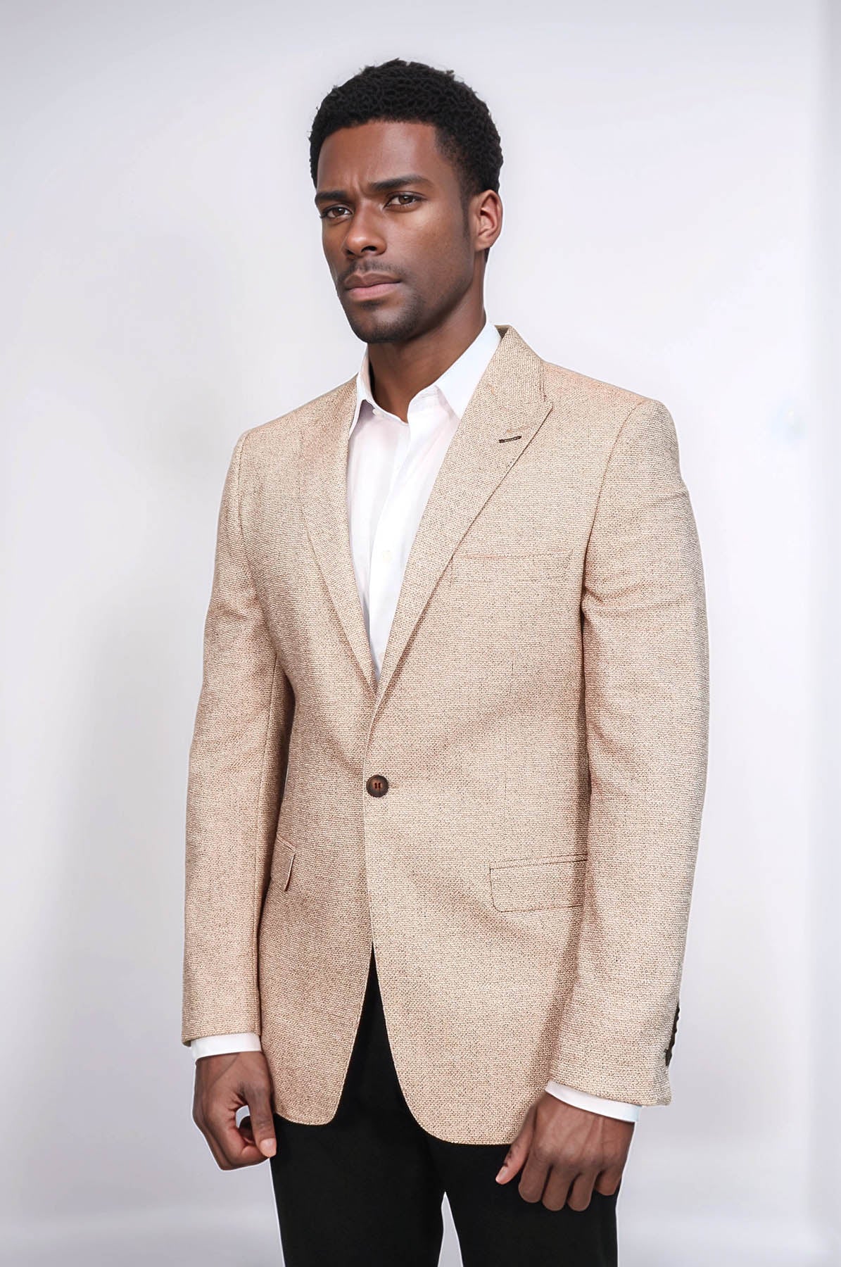 Patterned Slim-Fit Yellow Blazer - Wessi
