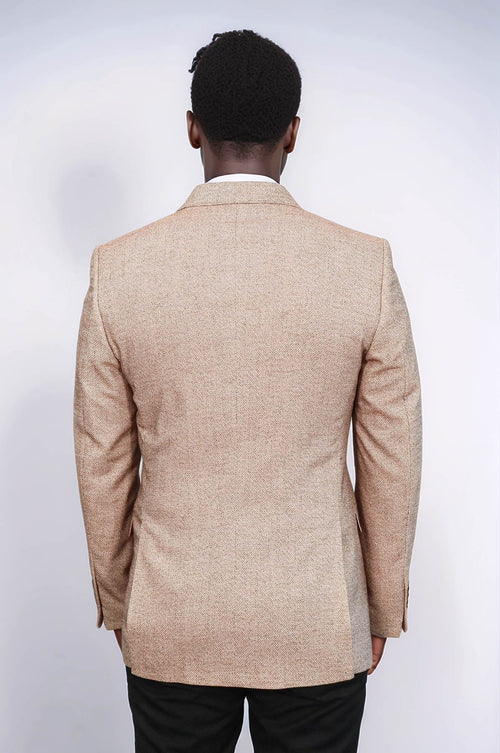 Patterned Slim-Fit Yellow Blazer - Wessi