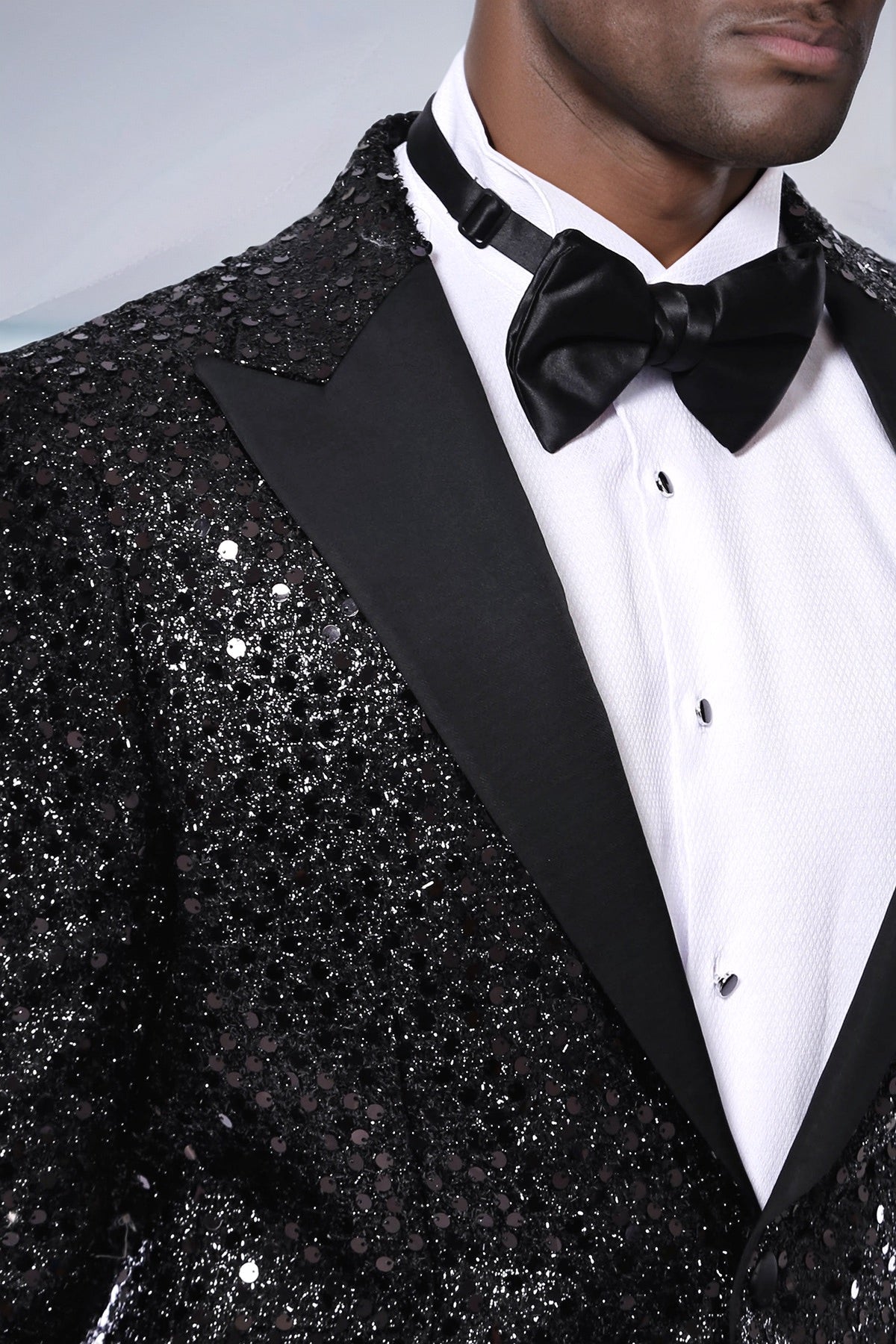 Sequin Patterned Black Party Blazer | Wessi