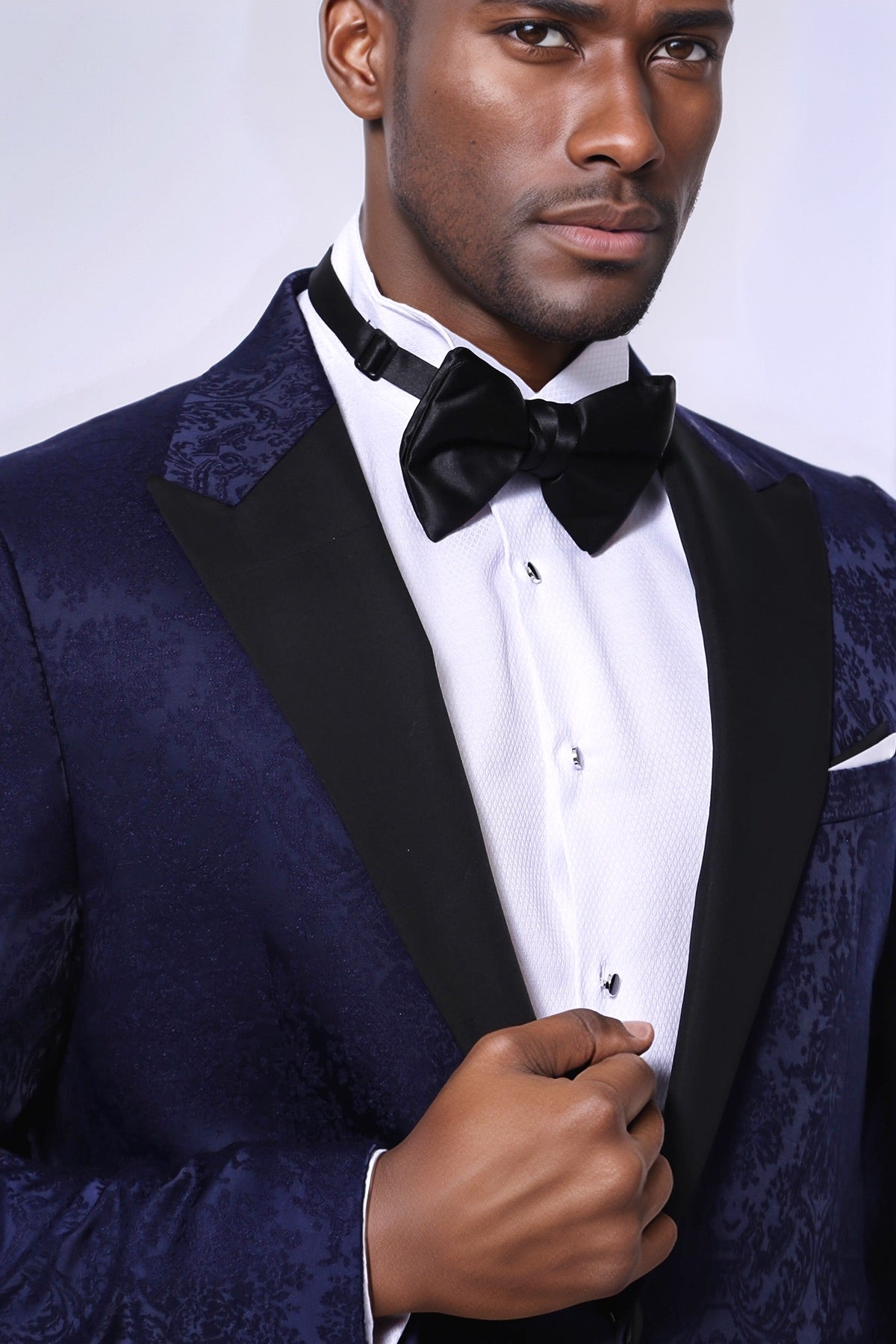 Navy Blue Patterned Party Blazer - Wessi