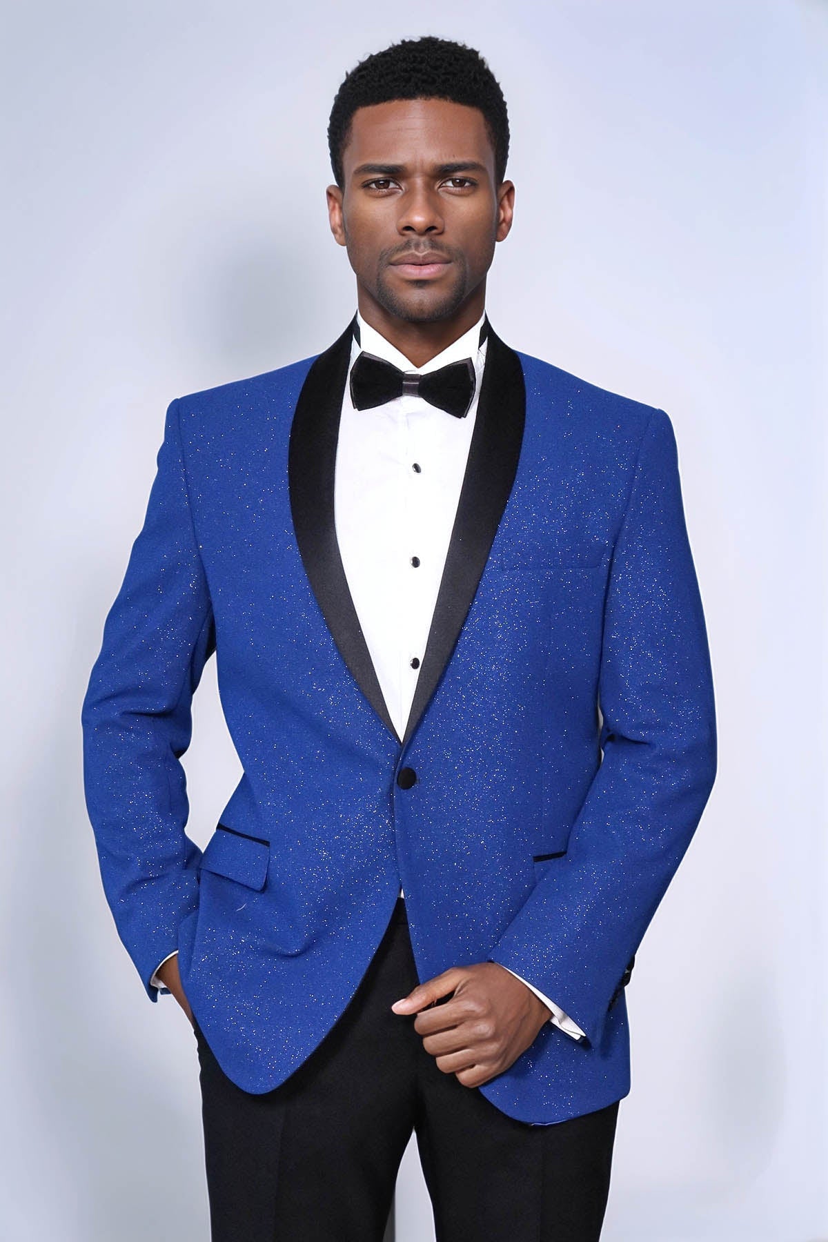 Shawl Lapel Navy Blue Men Prom Blazer - Wessi