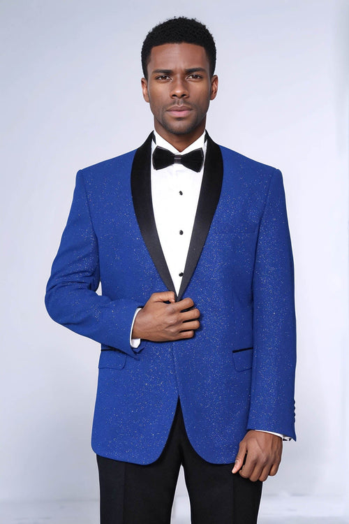 Shawl Lapel Navy Blue Men Prom Blazer - Wessi