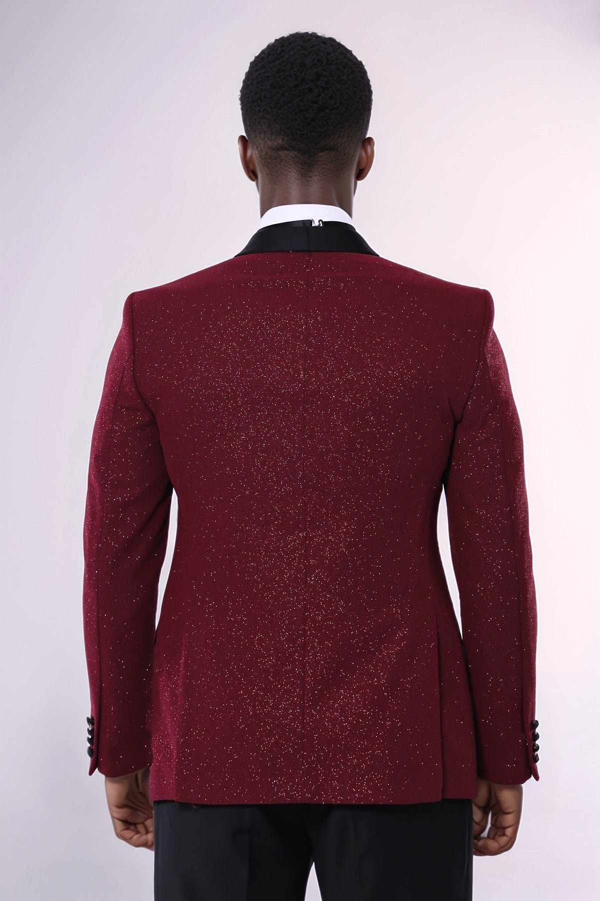 Burgundy Shawl Lapel Sparkly Men Tuxedo Jacket - Wessi