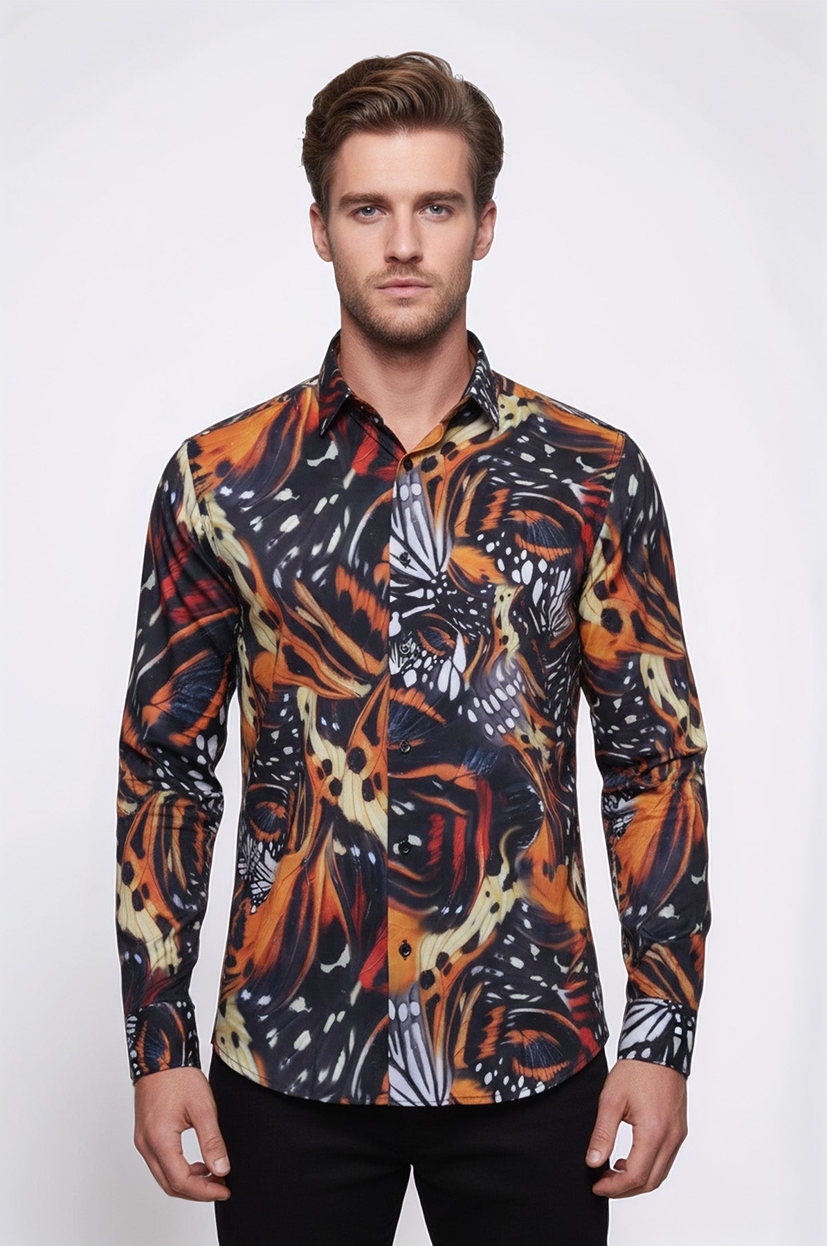 Animal Patterned Long Sleeves Multicolor Men's Shirt - Wessi
