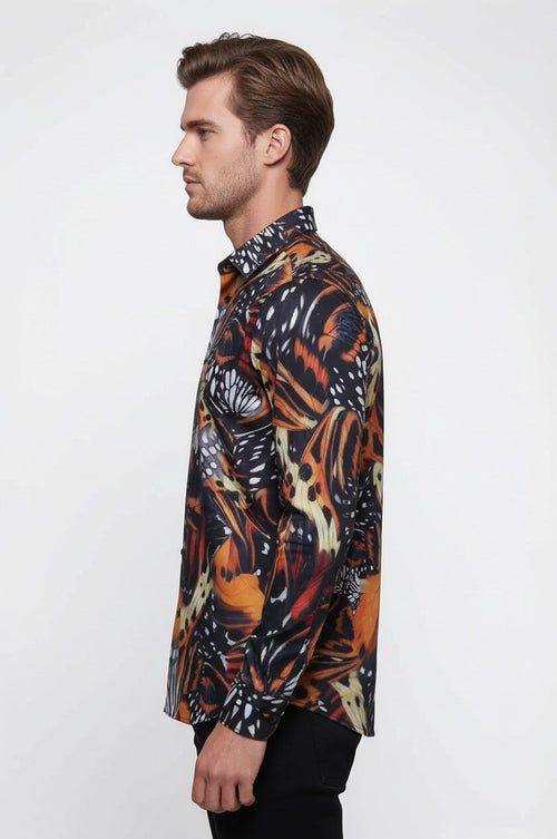 Animal Patterned Long Sleeves Multicolor Men's Shirt - Wessi