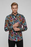 Floral Patterned Slim Fit Long Sleeves Multicolor Men Shirt - Wessi