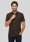 Short Sleeve Cotton Brown Men Shirt - Wessi