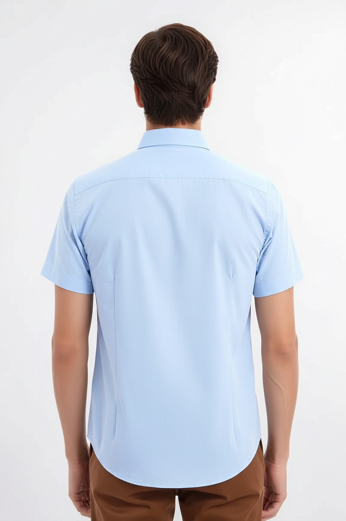 Slim Fit Short Sleeve Poly Cotton Blue Men Shirt - Wessi