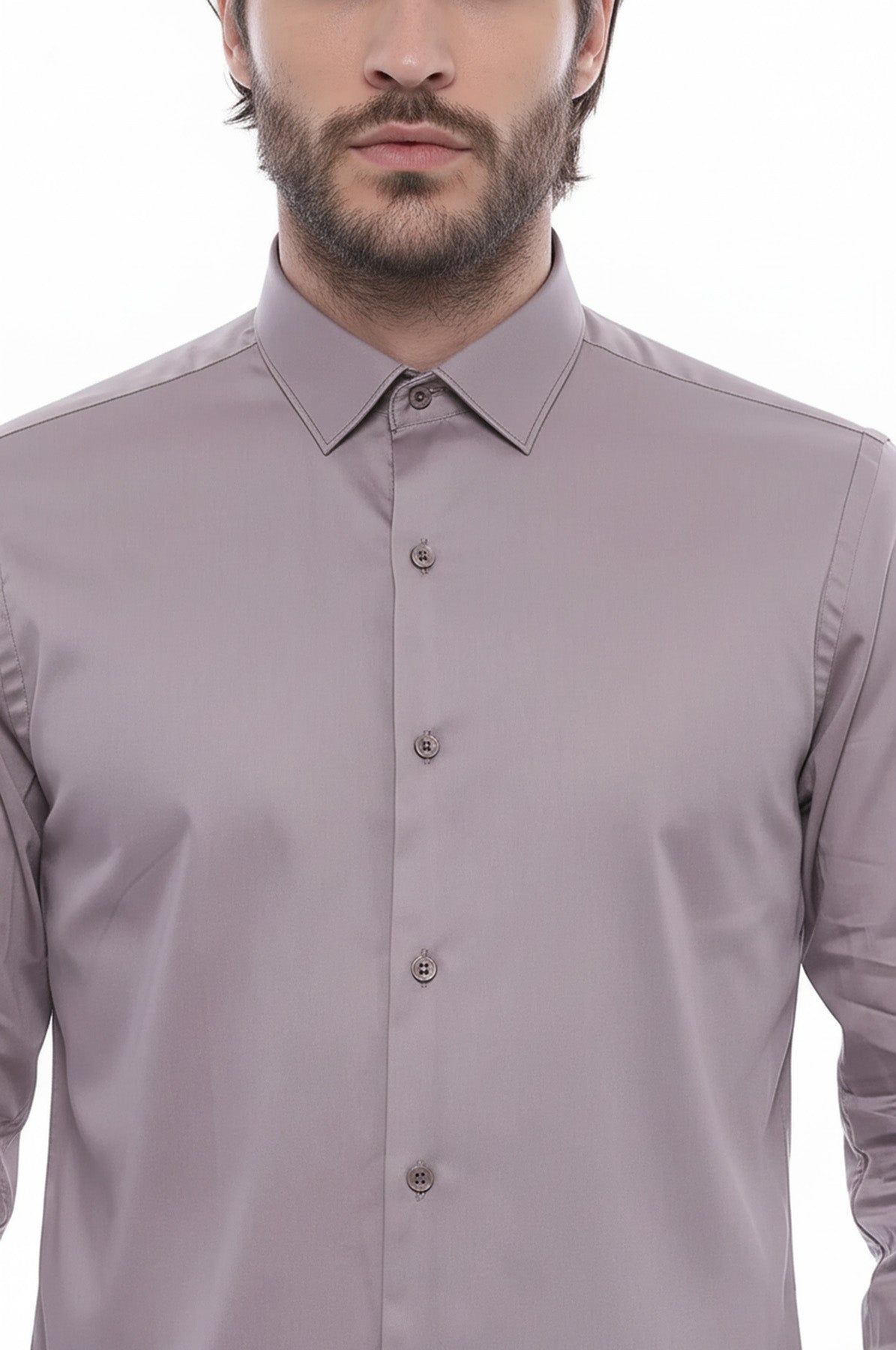 Slim Fit Long Sleeves Grey Men Shirt - Wessi