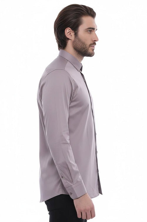 Slim Fit Long Sleeves Grey Men Shirt - Wessi