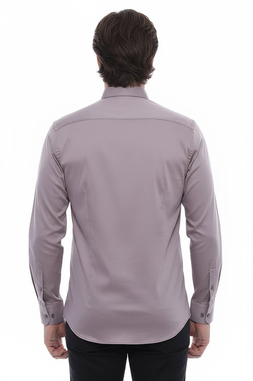 Slim Fit Long Sleeves Grey Men Shirt - Wessi